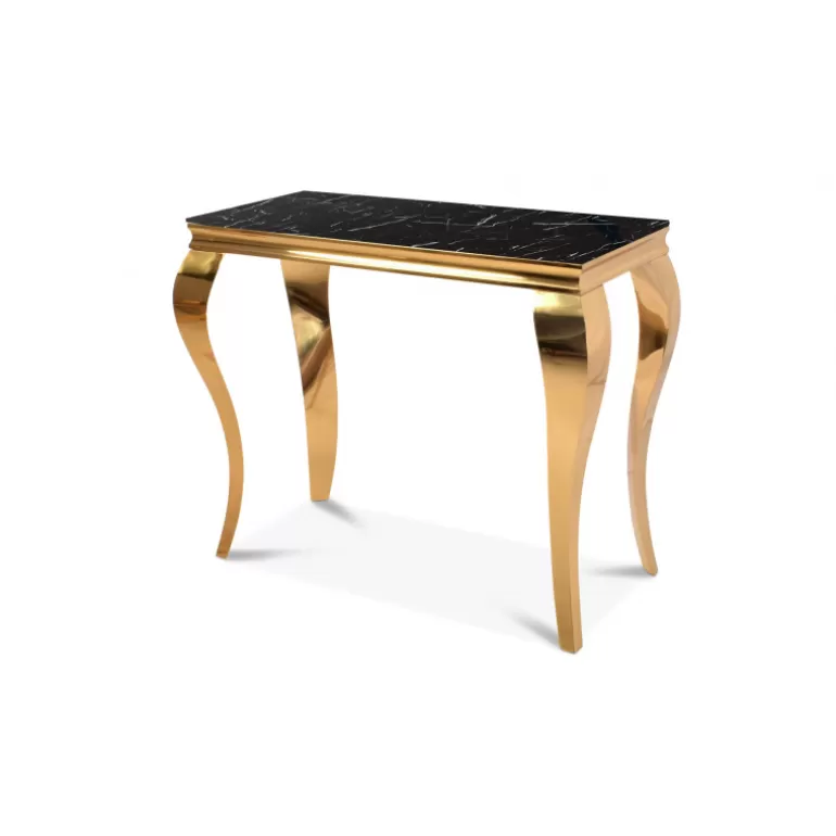 Console baroque rectangulaire dorée effet marbre moderne - Betty Dorée 112cm<Meubles Moss Cheap