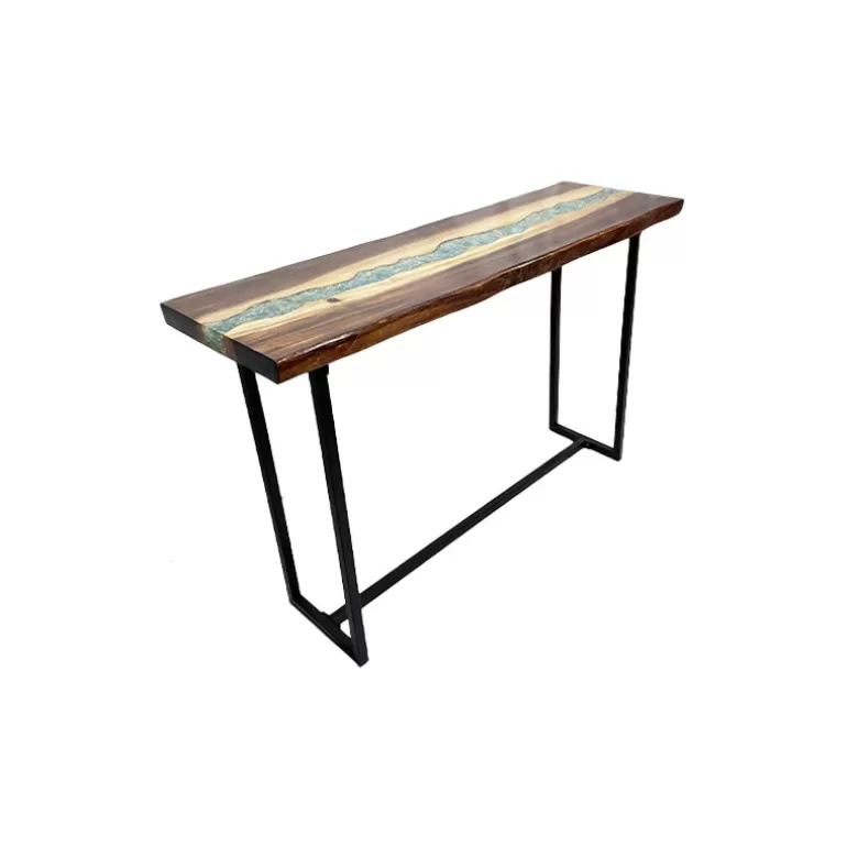 Console en bois et résine bleue - Ubud 130cm<Meubles Moss Online