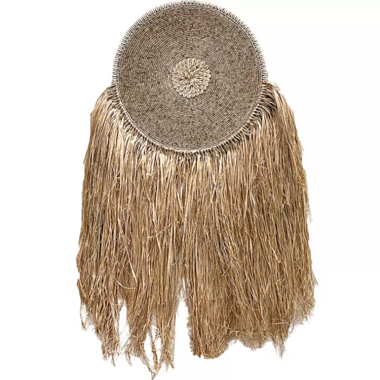 Décoration murale bohème raphia et coquillages Diamètre 50 cm - Soka Beige<Meubles Moss Store
