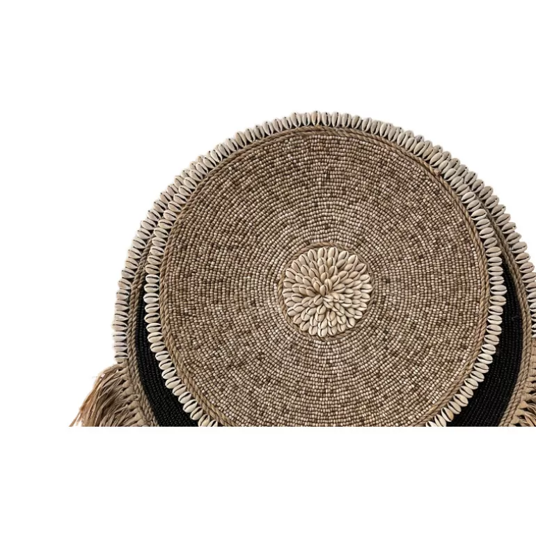 Décoration murale bohème raphia et coquillages Diamètre 50 cm - Soka Beige<Meubles Moss Store