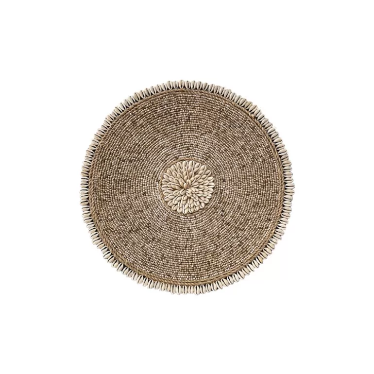 Décoration murale bohème raphia et coquillages Diamètre 50 cm - Soka Beige<Meubles Moss Store