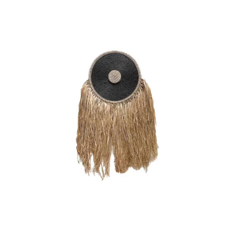 Décoration murale bohème raphia et coquillages Diamètre 50 cm - Soka Noir<Meubles Moss Fashion