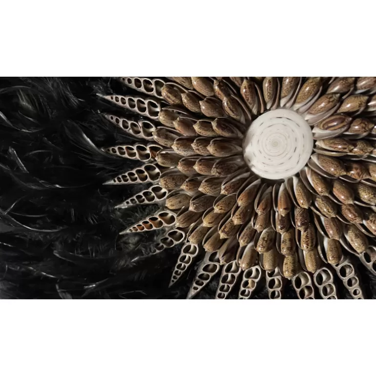 Décoration murale plumes noires et coquillages - Kokopo<Meubles Moss Online