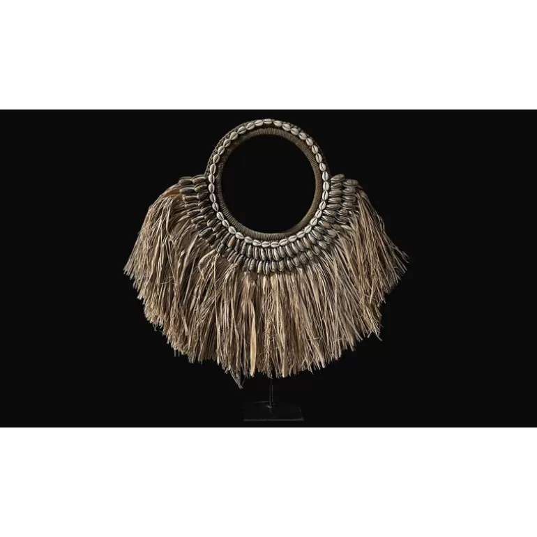 Décoration murale tribale herbe d'alang et coquillages - Dourou<Meubles Moss Store