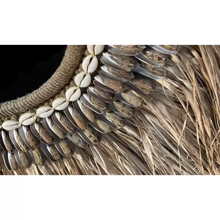 Décoration murale tribale herbe d'alang et coquillages - Dourou<Meubles Moss Store