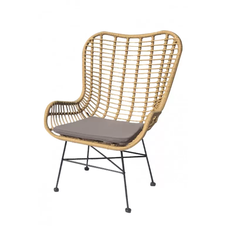 Ensemble 2 fauteuils + table basse rotin et métal noir - Borneo Celebe Ø52<Meubles Moss Best