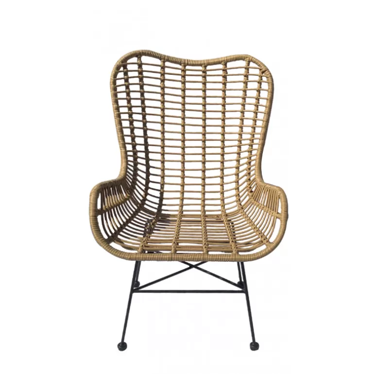 Ensemble 2 fauteuils + table basse rotin et métal noir - Borneo Celebe Ø52<Meubles Moss Best