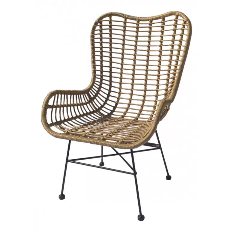 Ensemble 2 fauteuils + table basse rotin et métal noir - Borneo Celebe Ø52<Meubles Moss Best
