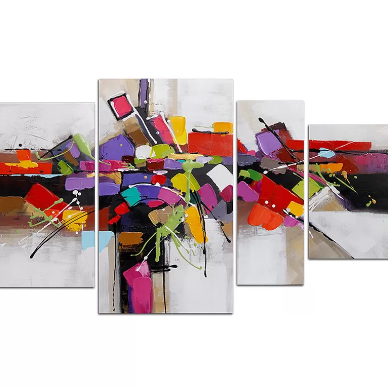 Ensemble de 4 tableaux peinture à l'huile - Sarny<Meubles Moss Shop
