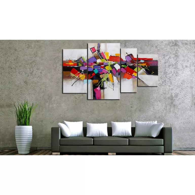 Ensemble de 4 tableaux peinture à l'huile - Sarny<Meubles Moss Shop