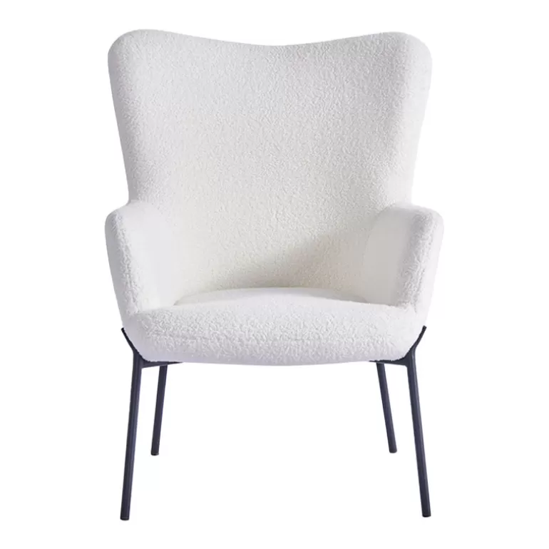 Fauteuil boucle effet peau de mouton avec repose pied - Mounty<Meubles Moss Online