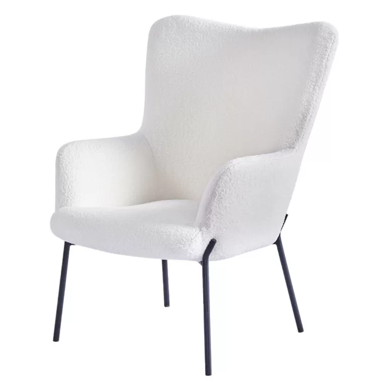 Fauteuil boucle effet peau de mouton avec repose pied - Mounty<Meubles Moss Online