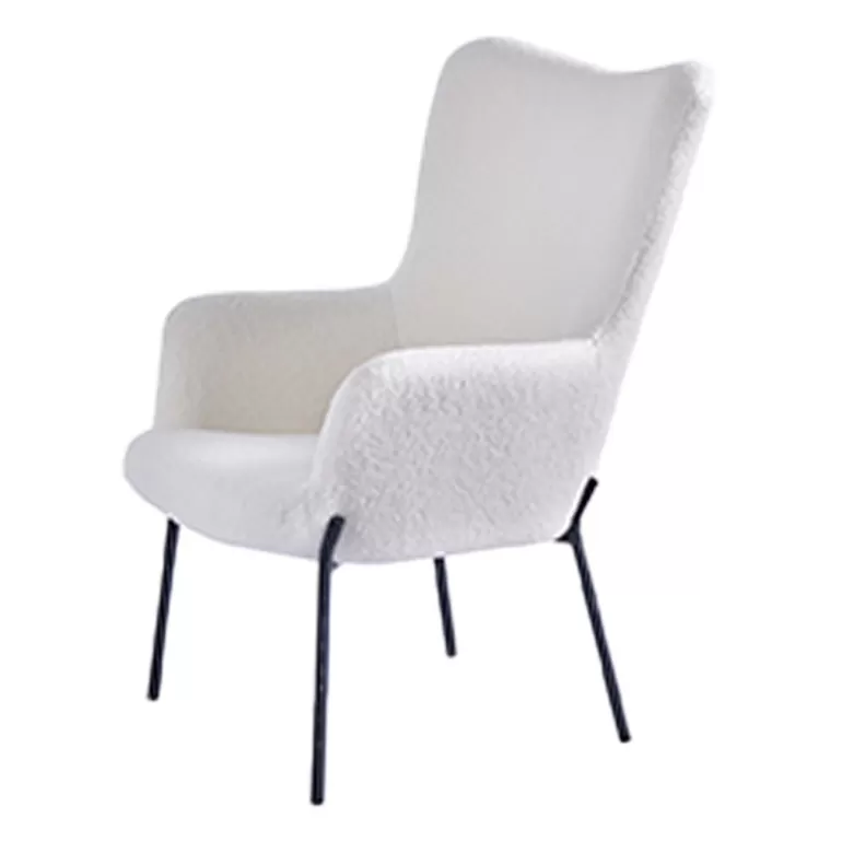Fauteuil boucle effet peau de mouton avec repose pied - Mounty<Meubles Moss Online