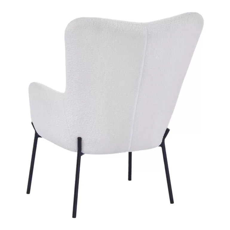 Fauteuil boucle effet peau de mouton avec repose pied - Mounty<Meubles Moss Online