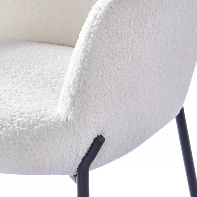 Fauteuil boucle effet peau de mouton avec repose pied - Mounty<Meubles Moss Online