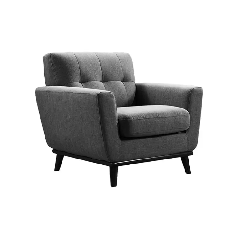 Fauteuil capitonné style scandinave en tissu - Stockolm<Meubles Moss Discount