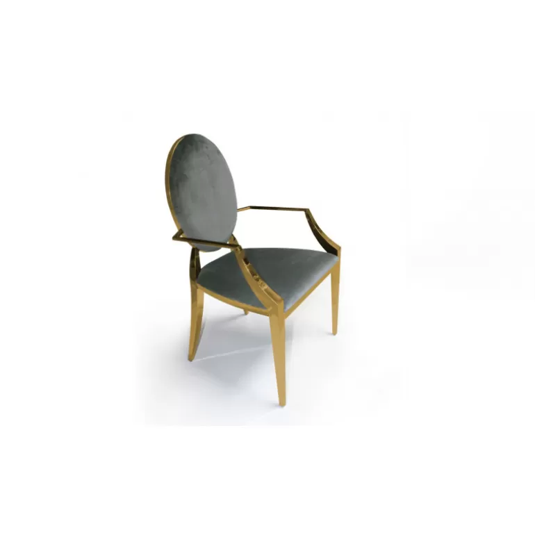 Fauteuil doré médaillon velours style baroque - Palmyr velours doré<Meubles Moss Sale