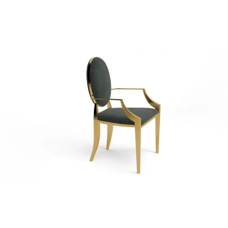 Fauteuil doré médaillon velours style baroque - Palmyr velours doré<Meubles Moss Sale