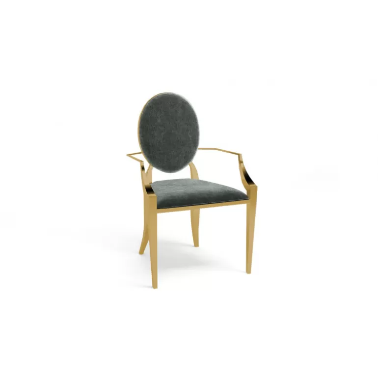 Fauteuil doré médaillon velours style baroque - Palmyr velours doré<Meubles Moss Sale