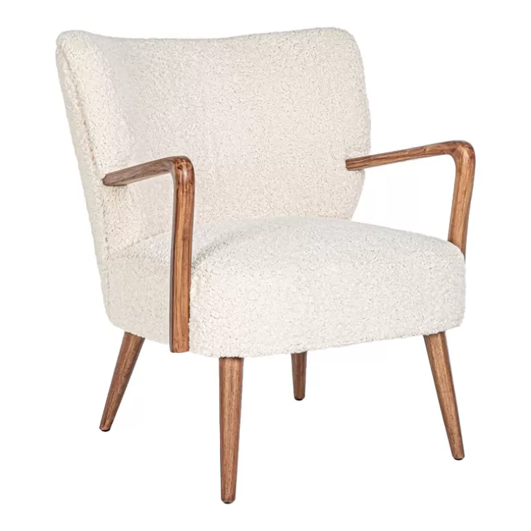 Fauteuil effet peau de mouton structure bois - Bilbao<Meubles Moss Hot