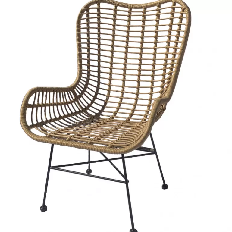 Fauteuil en rotin pieds métal noir Intérieur / Extérieur- Borneo<Meubles Moss Online