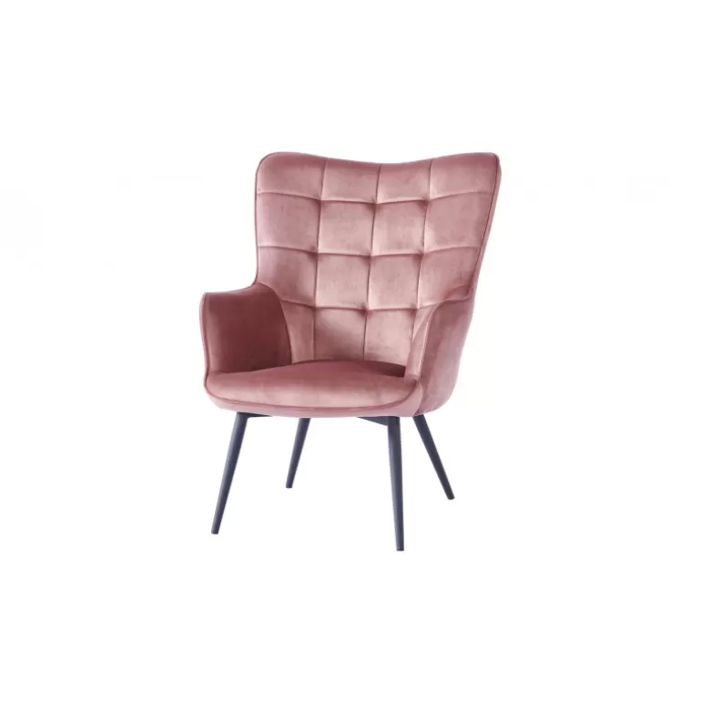 Fauteuil en velours et pieds en métal noir - Hugo<Meubles Moss Best