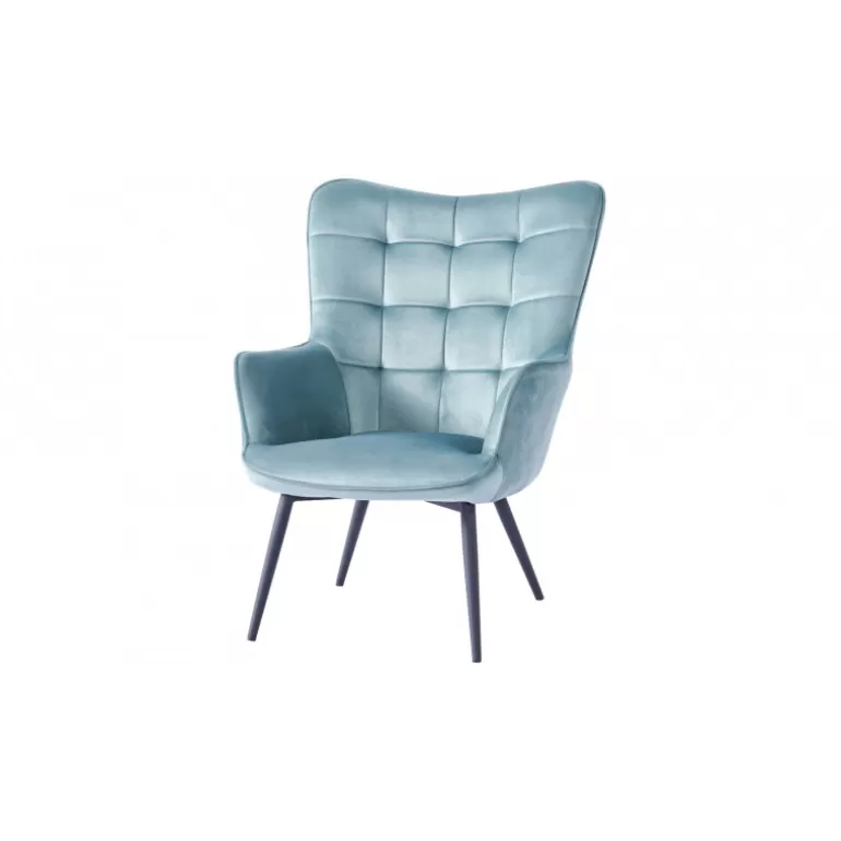 Fauteuil en velours et pieds en métal noir - Hugo<Meubles Moss New
