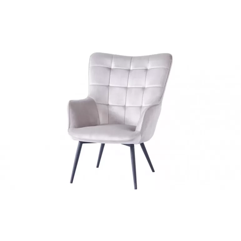 Fauteuil en velours et pieds en métal noir - Hugo<Meubles Moss Fashion
