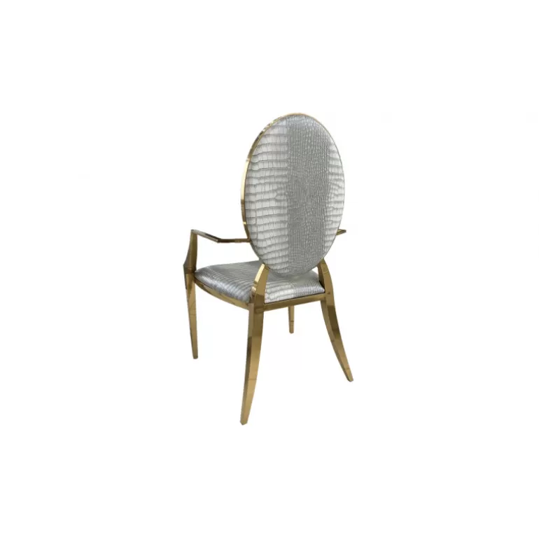 Fauteuil médaillon baroque effet croco - Palmyr doré<Meubles Moss Cheap
