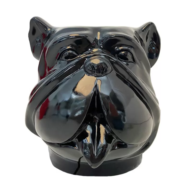 Grand Vase design pour extérieur tête de bouldog - Leo 70 cm<Meubles Moss Sale