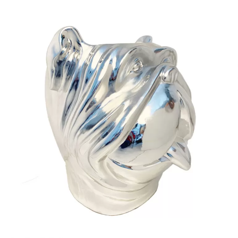 Grand Vase design pour extérieur tête de bouldog - Leo 70 cm<Meubles Moss Store