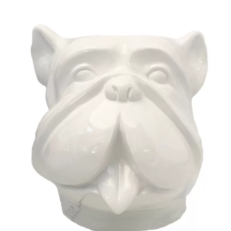 Grand Vase design pour extérieur tête de bouldog - Leo 70 cm<Meubles Moss Hot