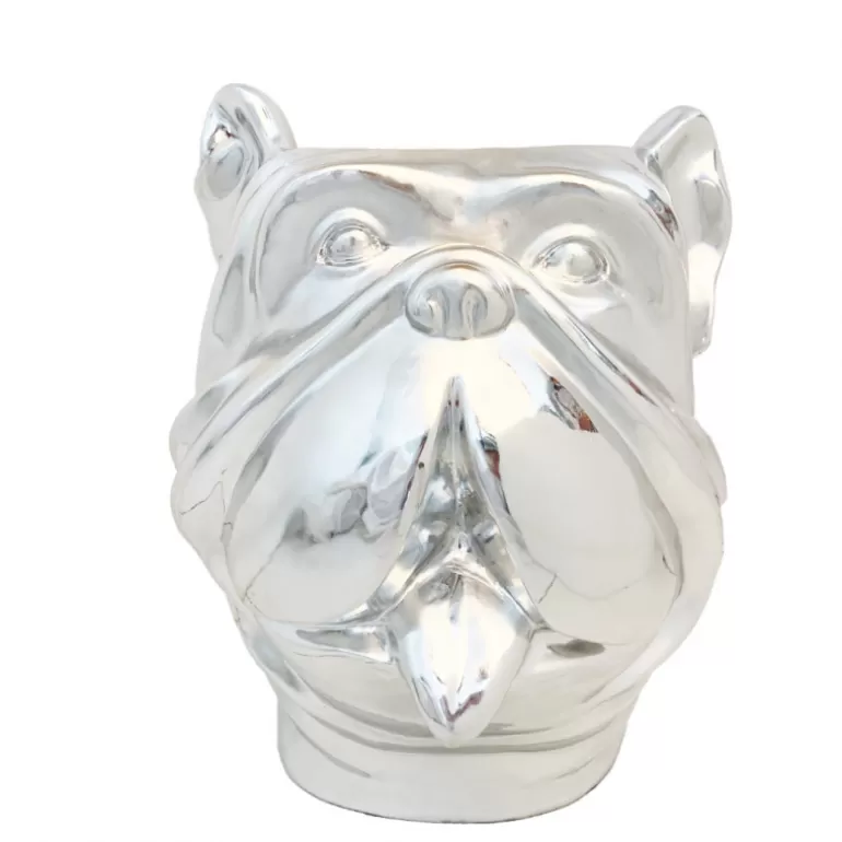 Grand Vase design pour extérieur tête de bouldog - Leo 70 cm<Meubles Moss Store