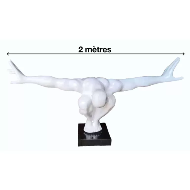 Grande statue design blanc extérieur 2 mètres pied en marbre - Plongeur<Meubles Moss Flash Sale