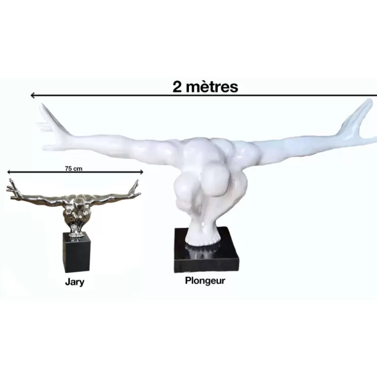 Grande statue design blanc extérieur 2 mètres pied en marbre - Plongeur<Meubles Moss Flash Sale