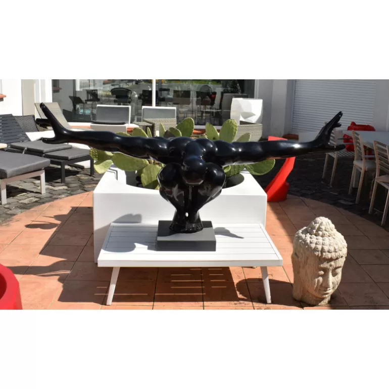 Grande statue design noir extérieur 2 mètres pied en marbre - Plongeur<Meubles Moss Outlet