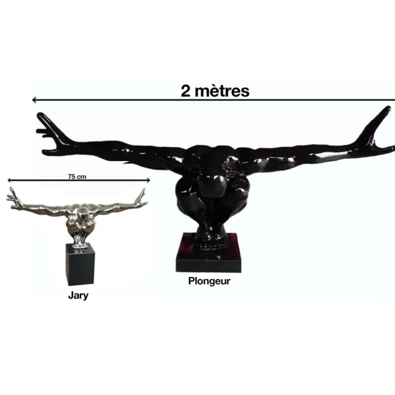 Grande statue design noir extérieur 2 mètres pied en marbre - Plongeur<Meubles Moss Outlet