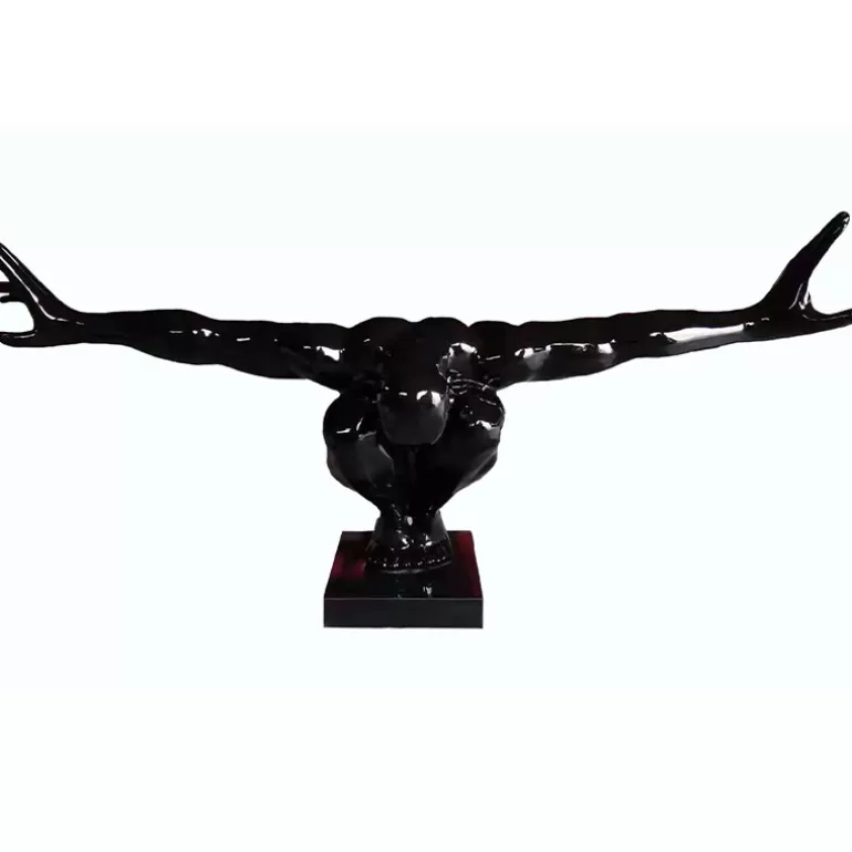 Grande statue design noir extérieur 2 mètres pied en marbre - Plongeur<Meubles Moss Outlet