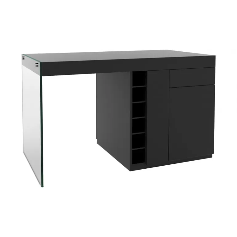 Ilot central de cuisine avec pied en verre - Crystalline 150x80<Meubles Moss Clearance