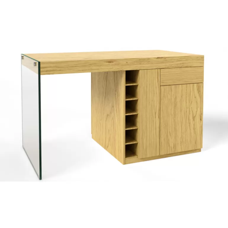 Ilot central de cuisine avec pied en verre - Crystalline 150x80<Meubles Moss Cheap