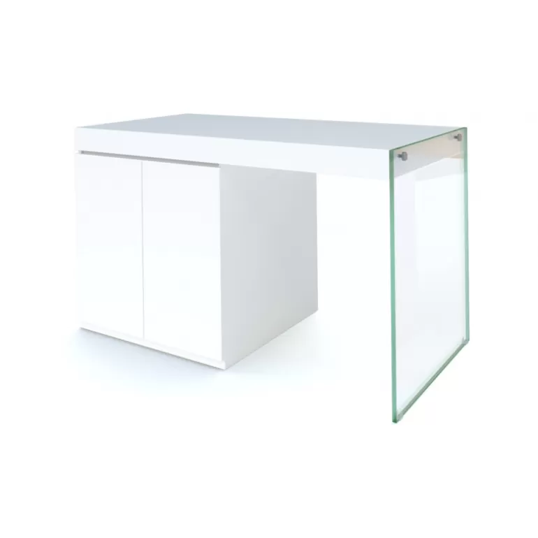 Ilot central de cuisine avec pied en verre - Crystalline 150x80<Meubles Moss Cheap