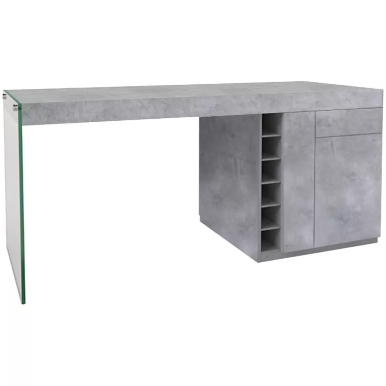 Ilot central de cuisine effet et pied en verre - Crystalline 200x80<Meubles Moss Outlet