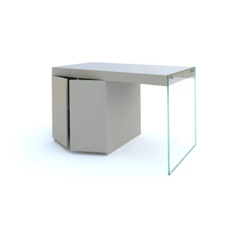 Ilot central de cuisine effet et pied en verre - Crystalline 200x80<Meubles Moss Outlet