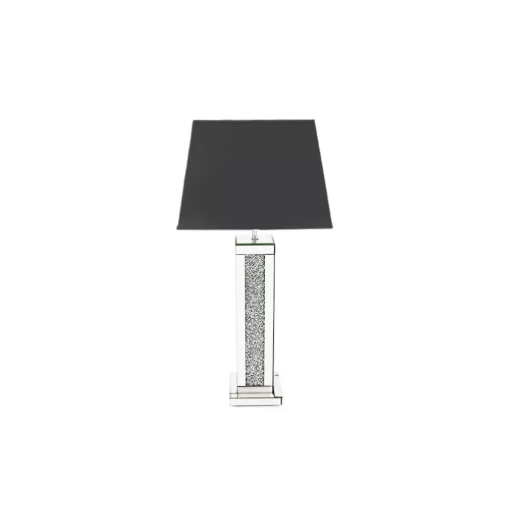 Lampe carrée miroir et strass Abat-jour Noir - Manihi<Meubles Moss Hot
