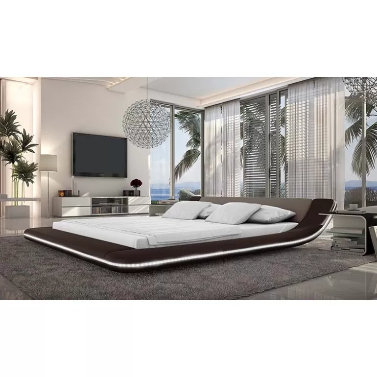 Lit bicolore design contemporain éclairage Led - Pilow<Meubles Moss Shop