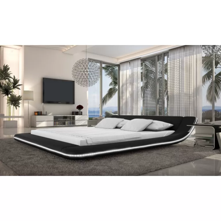 Lit bicolore design contemporain éclairage Led - Pilow<Meubles Moss Clearance