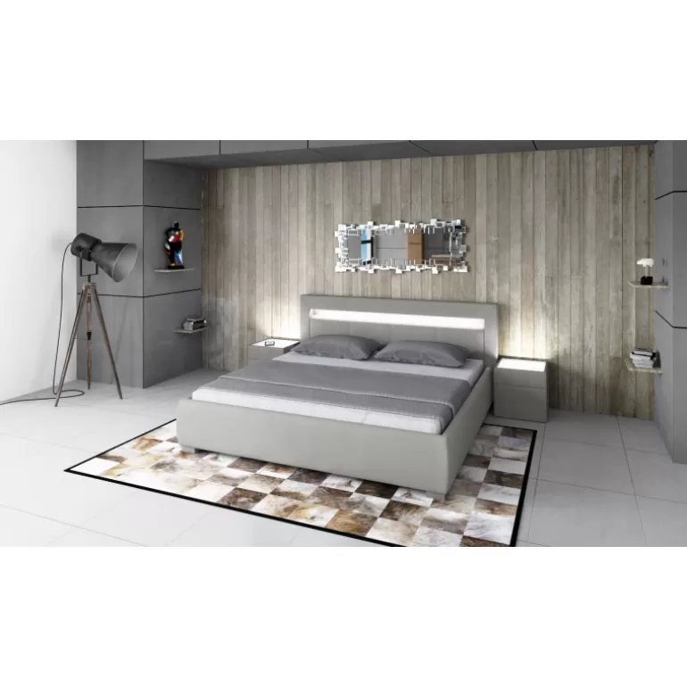 Lit contemporain en simili avec éclairage inclus - Quattro<Meubles Moss Cheap