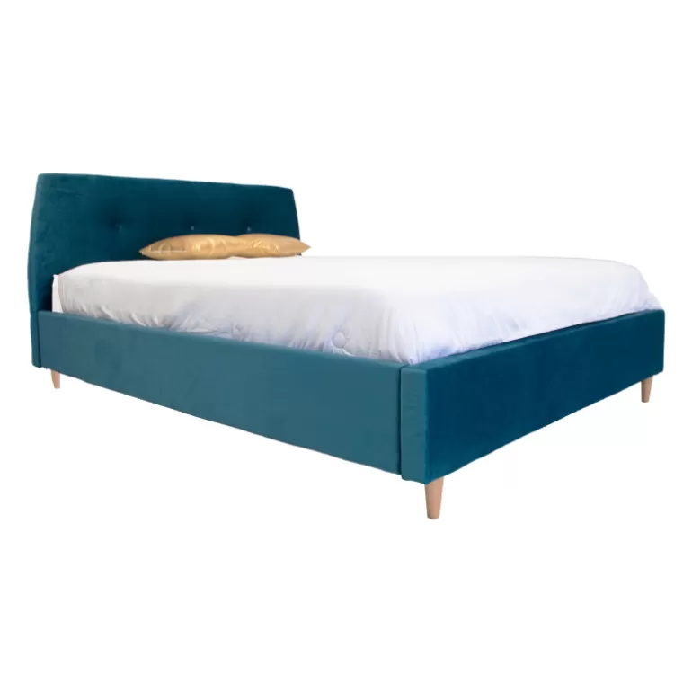 Lit velours capitonné design 160 x 200 - Zalaris<Meubles Moss Cheap