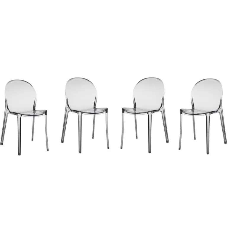 Lot de 4 chaises transparente intérieur/exterieur polycarbonate - Swan<Meubles Moss Hot