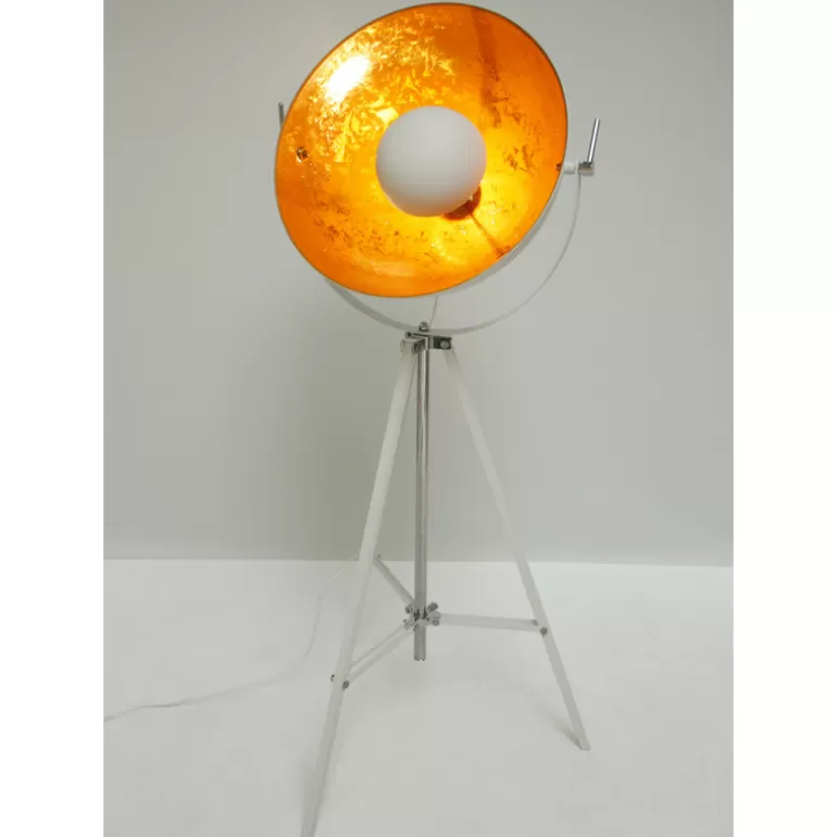 Luminaire blanc et or sur pied - Aden<Meubles Moss Online